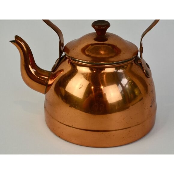 ODI Portugal Copper Teapot Wooden Handle Vintage - Picture 7 of 12